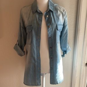 Light wash Denim Button up top